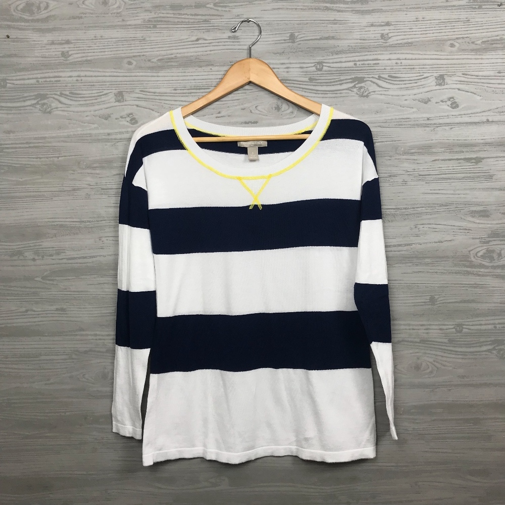 LAST CHANCE!  BR | Crewneck Nautical Navy Stripe Sweater